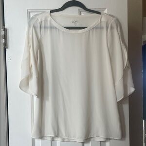 LOFT outlet Ivory Flutter Sleeve Top